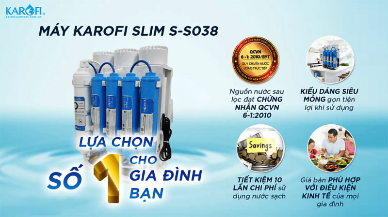 Máy lọc nước Karofi 8 cấp Slim S-s038